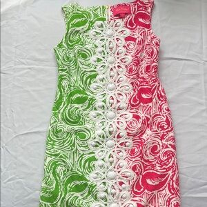 Lilly Pulitzer jubilee Green and Pink Swirl Mini shift Dress size 0
